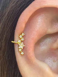 Women's Ear Cuffs, Moon Star Design, Sparkling Synthetic Zircon, Elegant Everyday Jewelry, Perfect Gift, Trendy Style, Ear Cuffs Non Piercing
