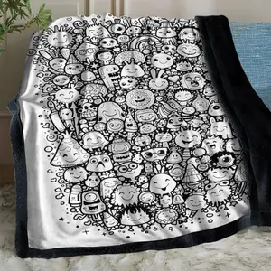 DIY Handmade Colorful Painting Soft Lightweight Figure Print Blanket, Sun Smiley Face Pattern, No Paintbrush Included, Creative Art Project for Adults & Kids