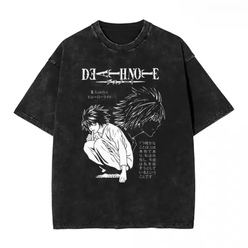 Death Note Merch Subtle L Death Note Graphic T-Shirt Vintage Anime Manga Tee Unisex Gothic ...