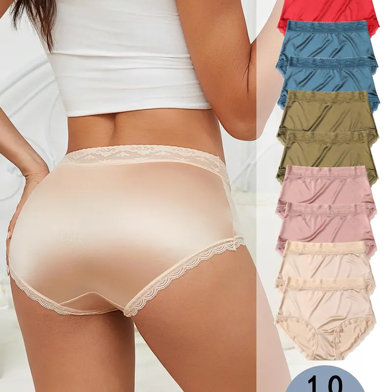 Women's Contrast Lace Panty, Soft Comfy Breathable Knicker for Daily Wear, Underwear for All Seasons, Womenswear, Breathable Panties, Casual Fitted Underwear, Breathable Comfy Innerwear