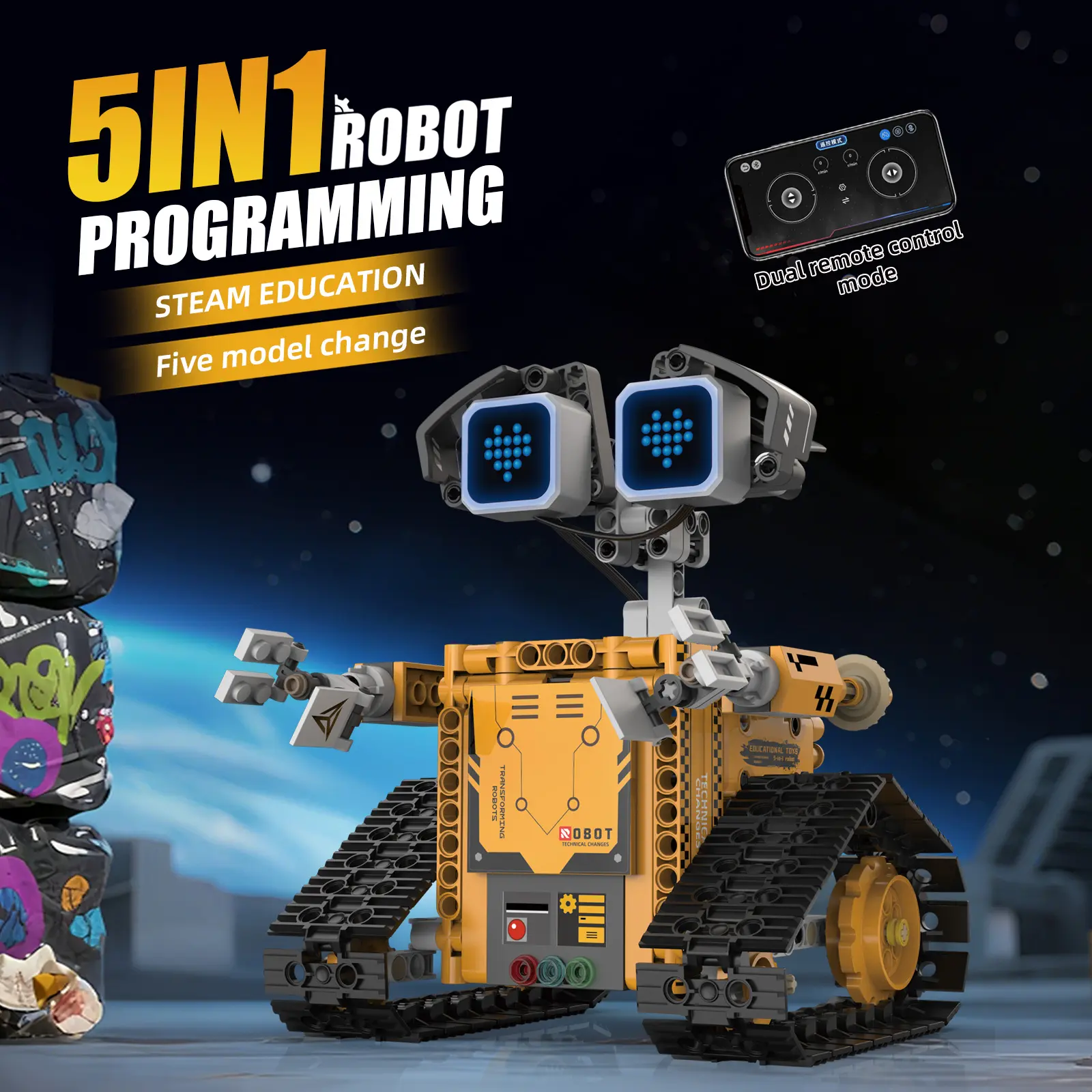 5-in-1 Programmable Robot Builder Kit: One Set of 373 Parts to Build 5 Different Models. Features APP Control, Digital Display & Coding Functions. Diy Kits Electronic Build Set