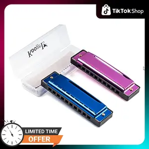 Koogel 2PCS Harmonicas for Adults, Diatonic Blues Harp Mouth Organ Musical Instruments 10 Hole Metal Harmonica for Professionals and Beginners