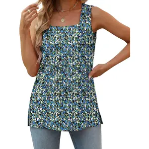 Summer Tank Tops for Women Square Neck Loose Fit Casual Fashion Flowy Sleeveless