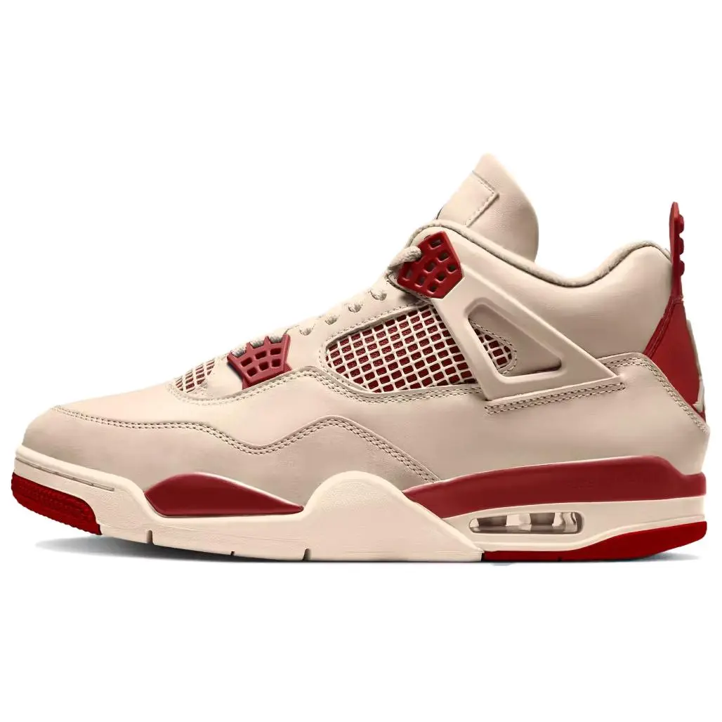 Jordan 4 Retro Valentine's Day Sierra Red Durable Non-slip Mid Top Basketball Shoes Pale Ivory Tough Women's HV0823-108