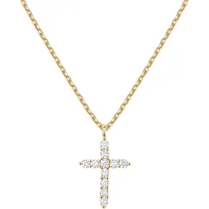 Women's 14K Gold Plated Cross Necklace |       Cross pendant |       Women's gold necklace: clothing, footwear, and jewelry, suitable for gifts, holiday presents, and anniversary presents
