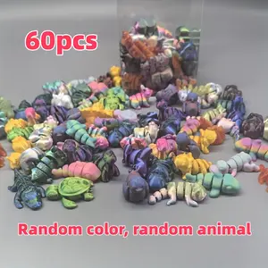 60 Piece Set 3D Printed Animal Models, Universal Decorations for Home Garden Aquarium, Ideal for Festival Scenes