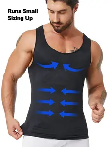 Men's Seamless Shapewear Sleeveless Tank Top, Tight-Fitting Compression Shirt, Abdominal Control Breathable Fitted Blouse, Casual Daily Wear
