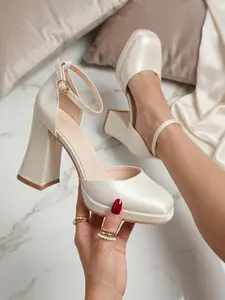 Y2K Sweet Satin Women High Heel Shoes, Waterproof Flatform Platform Thick Sole, Strap Party Shoes, Pure Desire Fairy Style, Perfect for Parties