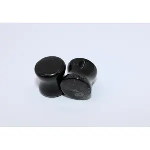 Black Tourmaline Double Flare Plugs – Polished Crystal Gauges Pair