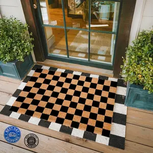 Checkered Doormat, Apartment Doormat, Housewarming Gift, Front Porch Decor, New Home Gift, Trendy Doormat, Trendy Home Decor, Outdoor Mat