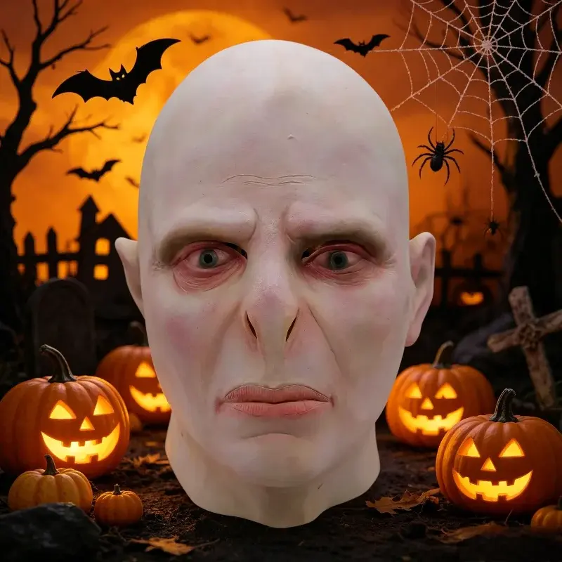 Voldemort Role Playing Mask Magic School Tom Marvolo Riddle Headwear Horror Bald Latex Mask Halloween Mask Party Mask
