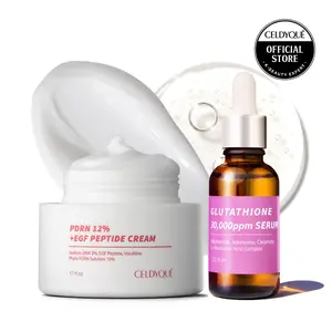 Glutathione 30,000ppm Serum + PDRN 120,000ppm EGF Cream – Even Tone & Skin Recovery Duo | Niacinamide + Hyaluronic Acid K-Beauty | CELDYQUE