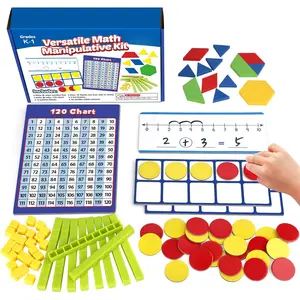 Take Home Versatile Math Manipulatives Kit for  Grade K-3,With Ten-Frames,Base Ten Blocks,Math Counters,Number Line,120 Number Chart, Blocks,Homeschool Supplies (Develops Early Math Skills)