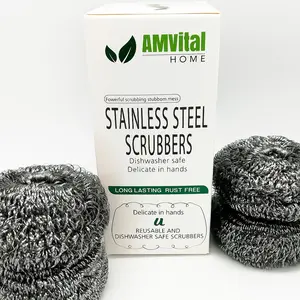 Stainless Steel Scrubber Pads Heavy-Duty Cleaning for Dishes Pots Pans Grills Ovens Sinks (4-Pack) Kitchen Metal Sponges Comfortable all  star box