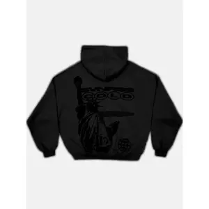 Tiktok Trendy Statue Graphic Hoodie, Loose Soft Cotton Hooded Sweatshirt, Casual Street Style for Daily & Home Wear, Hoodie Print Hoodies
