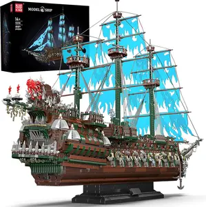 Mould King 13218 Pirate Ship Building Toy, MOC Flying Dutchman Model Ship Boat, Toy Building Sets for Adults, Halloween Decor Christmas Birthday Gifts for Teens Collections (6849 Pieces)