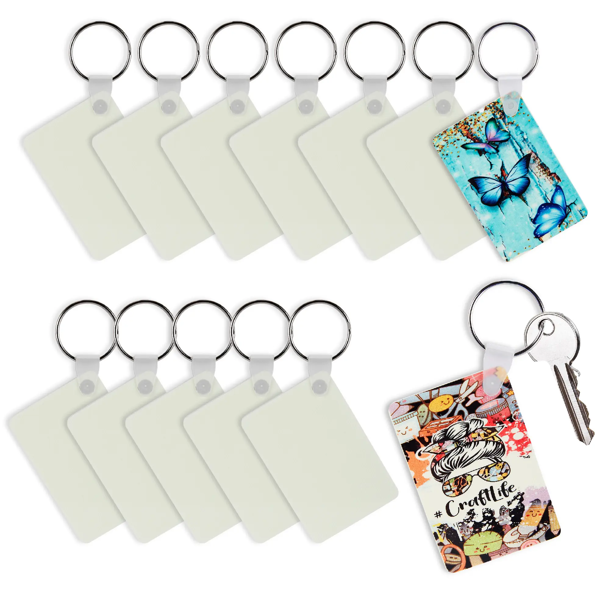 Makerflo Sublimation Keychains Made of Fiber Reinforced Plastic Material with Key Ring Attachment, Craft-Ready for DIY Gifts & Personalization - Sublimation
