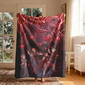 Stranger Things Theme Flannel Blanket, Large Size, Soft Lightweight Warm, Perfect for Bed Sofa Office Camping Travel Gift