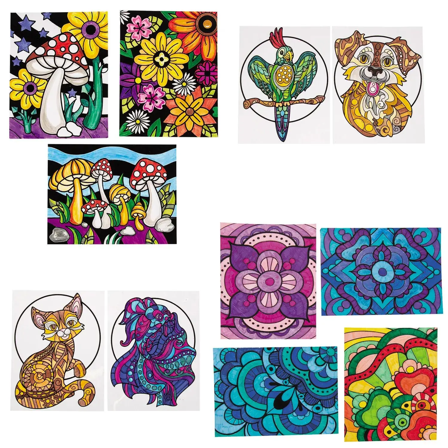 DIY Coloring Activity Posters - Bulk 72-Pc Fun Fuzzy Patterned Cardstock Posters for Crafts, Family, Animals, OTC Toys & Hobbies