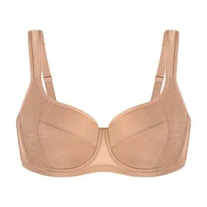 Starry Night Plus Size 4mm Lightly Padded Balconette Bra Underwire Lifting Support Glass Shimmer Fabric Enhanced 0.5-1 Cup Size U Shaped Back Smoothing Wider Padded Straps Sexy Demi Low Cut Natural Push Up for Big Bust Women