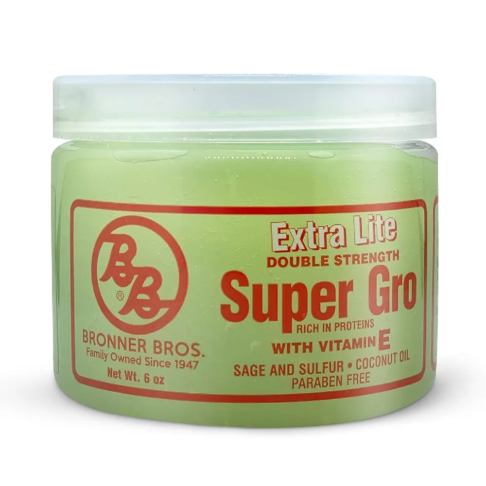 Bronner Bros Double Strength Super Gro High Strength Coconut Haircare Gel - Paraben-Free Cooling Gel for Natural Hair, Itchy Scalp, 6 oz, High Strength Gel