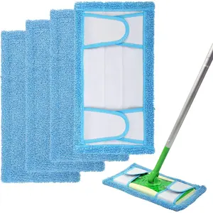 Reusable Mop Pad for Sweeper Mop, 12.5'' Microfiber Mop Pad Refill Washable for Hard Baseboard, Wet/Dry Pad, 4 Pack