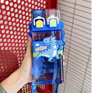 Dual Water Cup 2026 New Model, Boy's Straw Cup, Portable Square Water Bottle, Ideal for Kindergarten and School Use