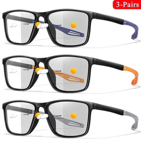 3 Pairs Reading Glasses for Men and Women, Reading Eyeglasses, High Quality Eyewear, Photochromic Bluelight Blocking Reading Glasses, Lightweight and Flexible Frame, Lightweight Durable Glasses