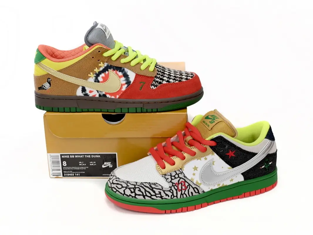 Trendy Mismatched Couple Low‑Top Board Shoes Mixed Textile Suede & Crack Leather Star Pattern Details Vibrant Red‑Green Colorway Flat Non‑Slip Sole Hip‑Hop Street Sneakers For Daily Outdoor Going‑out Wear