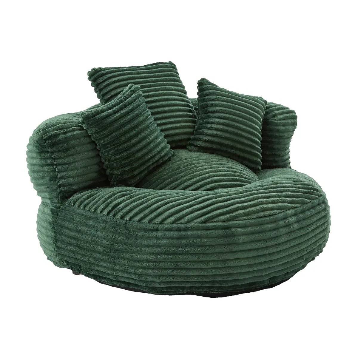 Comfortable Corduroy Bean Bag Chair With Armrest And 3 Throw Pillows Foam Filler Lazy Sofa For Adults Kids Bedroom Living Room Dorm Versatile Single Seat Furniture