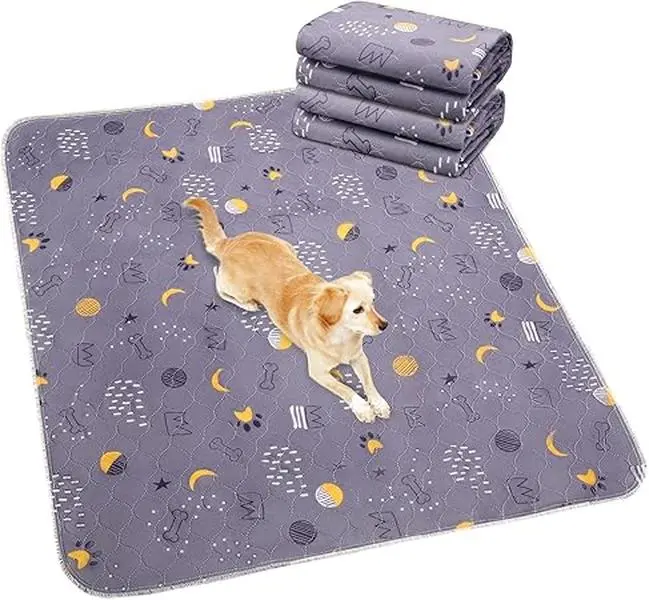 34×36-2pack Washable Dog Pee Pads, Reusable Waterproof Non-Slip Fast Absorbent Puppy Training Mats, Cute Patterns, Fold for Travel, for Home Playpen & Crate