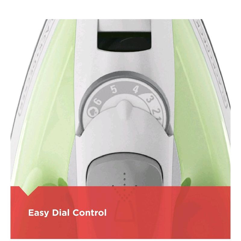 Black+Decker, Easy Steam Compact Iron, IR02V-T Anti-Burn Auto Shut-Off Carry Lock Detachable Water Tank Dry Irons Garment Steamers Steam Generator Irons Steam Irons Coated non-stick Ceramic Stainless Steel