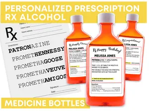 Custom Prescription Alcohol Bottle, RX Alcohol, Funny Alcohol Prescription Bottle Favors, Fake Medicine