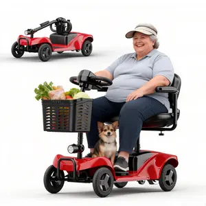 4 Wheel Mobility Scooter,Mobility Scooters forSeniors,Features a Maximum Range of up to 15 Miles,Equippedwith Charger/Storage Basket/Keys