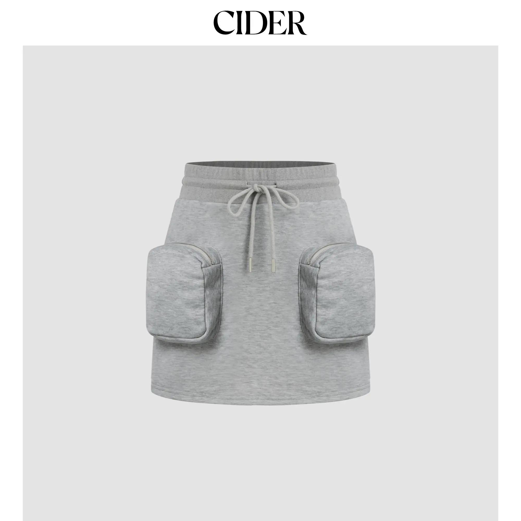 Cider [size 2-10] Terry Mid Rise Zipper Pocket Knotted Mini Skirt