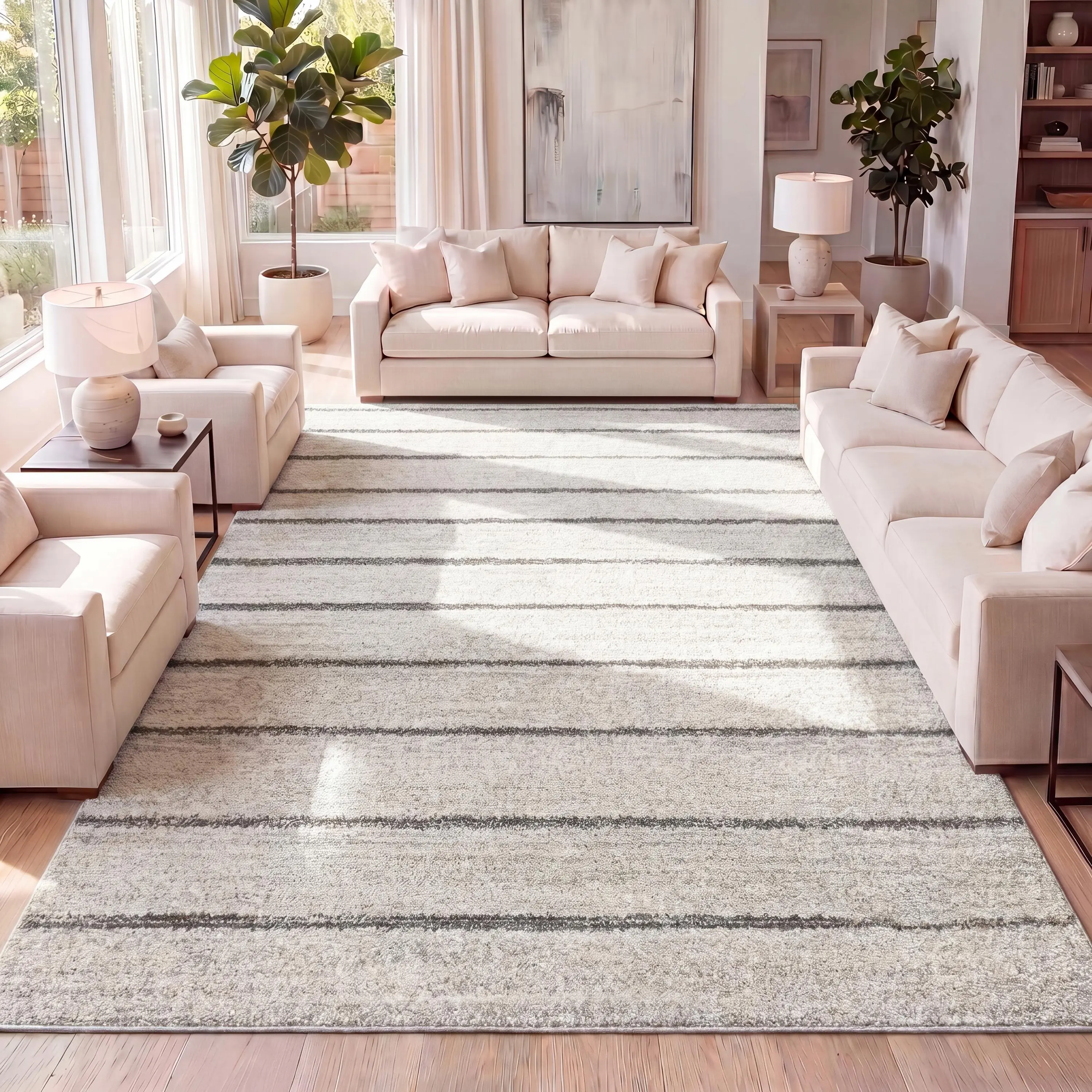 JONATHAN Y Williamsburg Minimalist Stripe Indoor Area Rug; for Living Room, Kitchen, Bedroom, Dining Room, Office