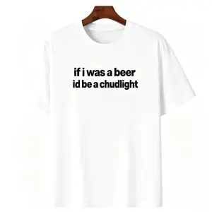 Crew Neck Cotton Polyester Graphic T-Shirt, "id be a Chudlight" Funny Slogan Tee, y2k Fashion Casual Streetwear Humor Shirt, Comfortable & Breathable Material, Everyday Outfit, Gifts, SuperYi