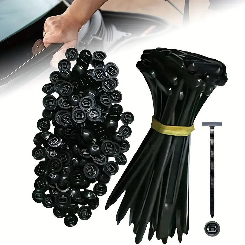 100/200/300pcs Heavy Duty Nylon Wire Cable Tie Buckle Clamp Self-Locking Cable Tie Holder with Pin and Button Design Multi-purpose Repair Tool for Car Repair Car Home Use Multifunctional Accessories