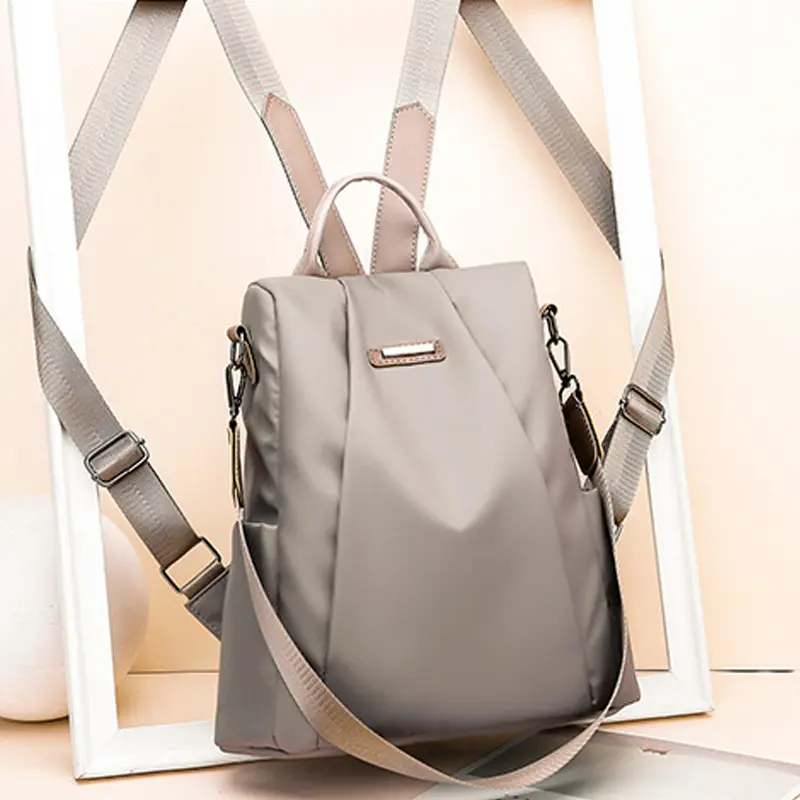 Casual Women's Backpack in Waterproof Oxford Cloth, Solid Color College Bag for Travel, School, and Work, College Backpack