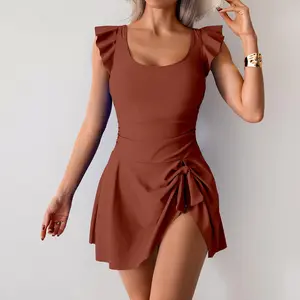 Tankini One-Piece Swimwear for Women Elegant High-End Plus-Size Swimsuit for Hot Spring Swimwear,Tummy Control Swi,Ruffle Bathing Suitmdress,Summer Beach Swimdress,