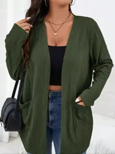 Women's Loose-Fitting Knit Cardigan, All-Season Versatile Plain Design, Casual Home & Workwear, European Style Large Size Sweater