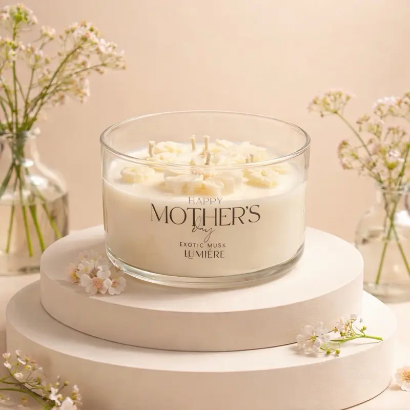 Lumiere Daisy Bloom Exotic Musk 24 oz Luxury Soy Candle Mother's Day Gift for Home Decor & Ornaments
