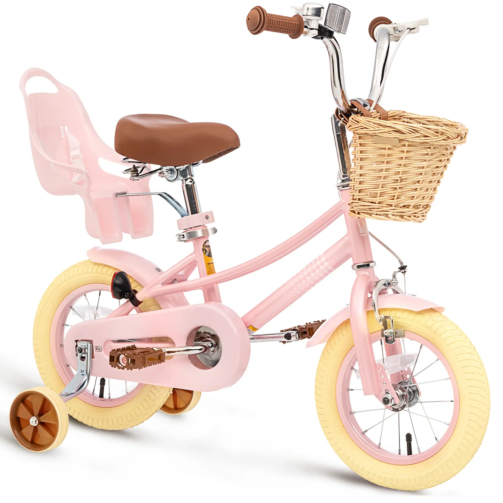 XJD Toddler Bike with Removable Training Wheels - Steel Frame Kids' Bike (12/14/16/20 in) for 3-4 to 12 Yrs, Preassembled Parts, Front Hand Caliper Brake, Rear Coaster/Foot Brake, Basket, Bell, Non-Slip Resin Pedals, Adjustable Seat & Handlebar Height, To