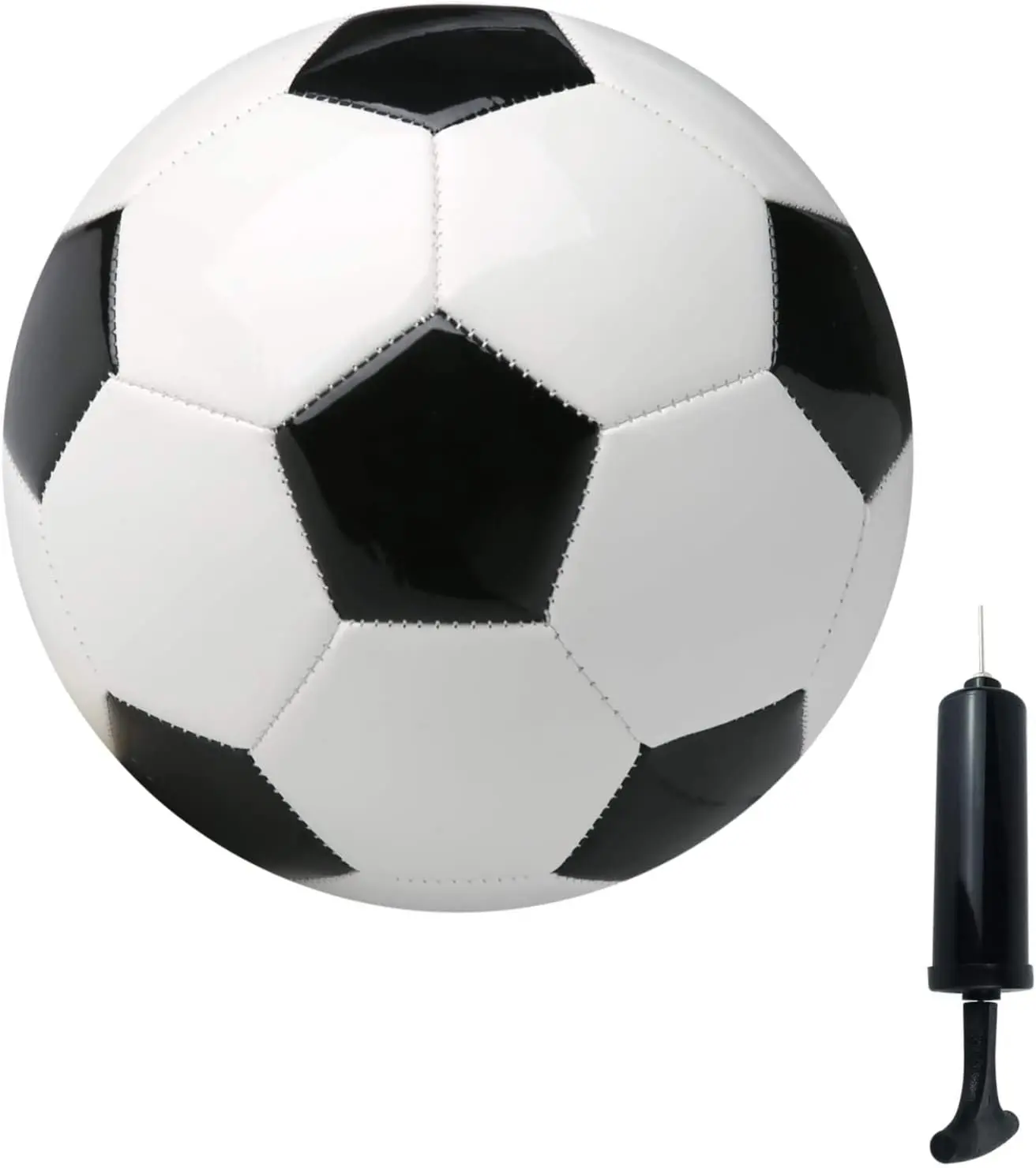 Soccer Ball Size 2,3,4,5 with Pump  Classic White Black Thicker PU Tight Weaved Suitable for Youth Boy League  Trainning Practice or
