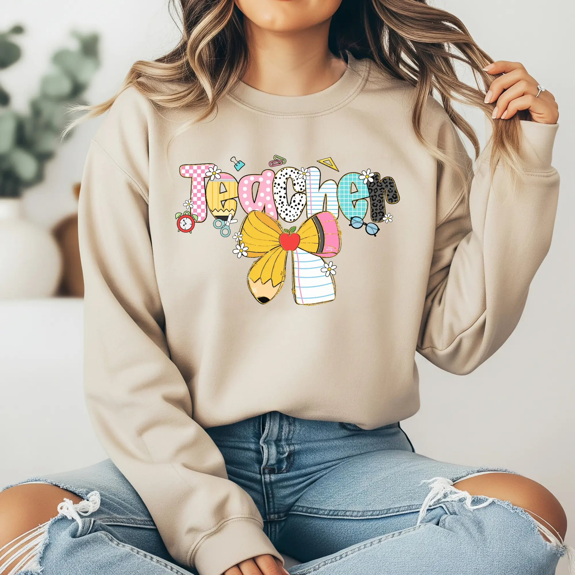 Coquette Teacher Bow DTF Transfer | Custom Graphic Tee or Hoodie