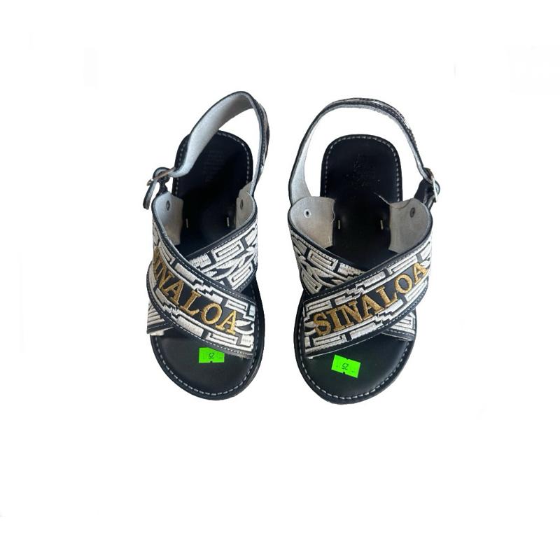 Huaraches de Estados de Mexico / Crossed sandals embroidered Mexican States Tire Sole Natural Cowhide Leather