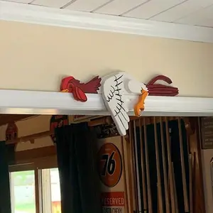 1Pcs Creative Chicken Fence Halloween Christmas Decoration Farm Yard Art Resting Rooster Ornaments Funny Chicken Gifts Home Outdoor Backyard Statues Housewarming Decor