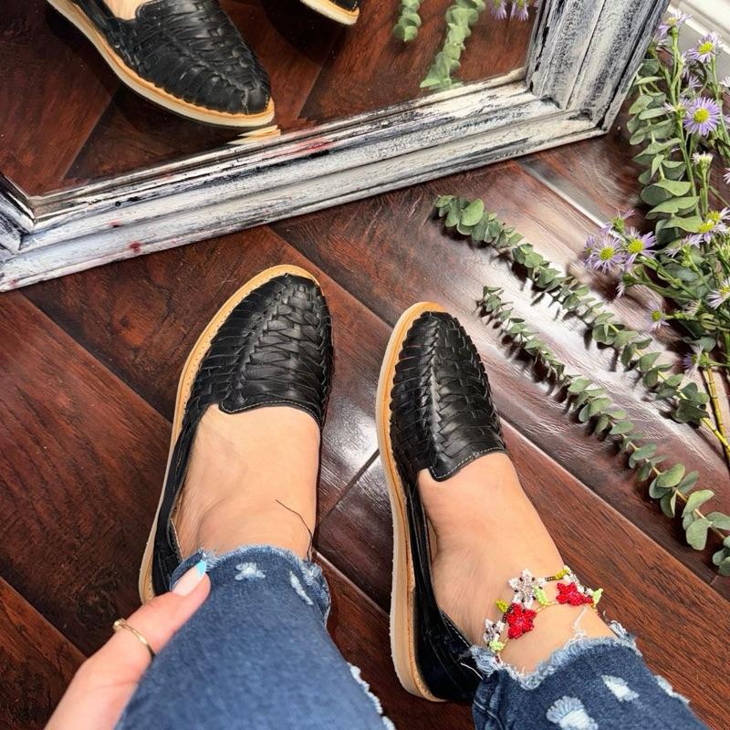 Huarache Sandal - Handmade Mexican Hecho in Michoacán, Colorful Leather, Open Toe, Casual Footwear for Women, Perfect Choice for Wide Feet - Running