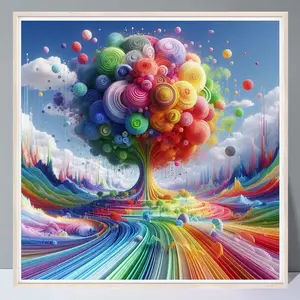 Tree Pattern DIY Diamond Arts Painting Kit without Frame, DIY Decorative Art Picture for Beginner, Wall Art Decor for Home Living Room Bedroom, DIY Kits, Crafts