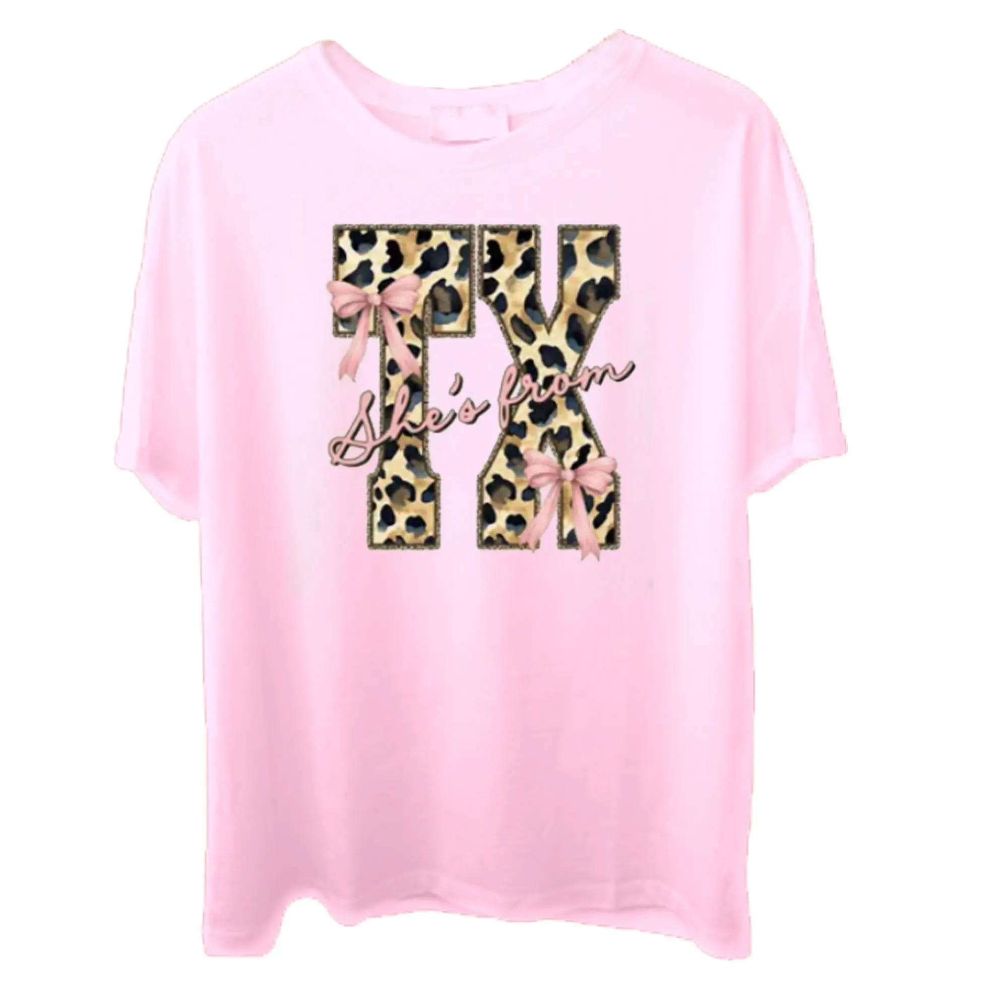 Preppy Texas State Unisex T-Shirt Leopard Tx Ready To Press, Iron On Decal Unisex T-Shirt